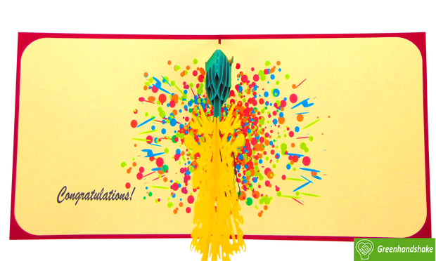 Congratulations, Pop Up Card, 3D Popup Greeting Cards - Unique Dedicated Handmade/Heartmade Art. Design Greeting Card for all occasion