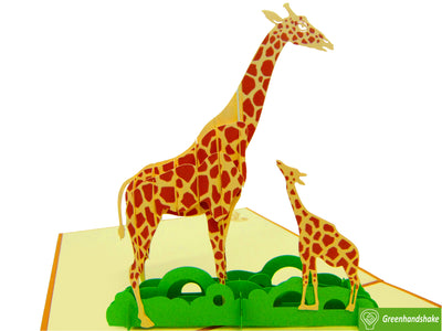 Mom and Baby Giraffe, Pop Up Card, 3D Popup Greeting Cards - Unique Dedicated Handmade/Heartmade Art. Design Greeting Card for all occasion