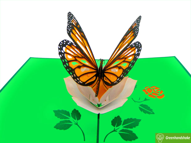 Monarch Butterfly, Pop Up Card, 3D Popup Greeting Cards - Unique Dedicated Handmade/Heartmade Art. Design Greeting Card for all occasion