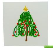 Christmas Tree With Yellow Star, Quilling Greeting Card - Unique Dedicated Handmade/Heartmade Art. Design Greeting Card for all occasion