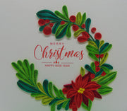 Merry Christmas Laurel Wreath, Quilling Greeting Card - Unique Dedicated Handmade/Heartmade Art. Design Greeting Card for all occasion