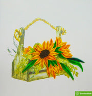 Basket with sunflowers, Quilling Greeting Card - Unique Dedicated Handmade/Heartmade Art. Design Greeting Card for all occasion by GREENHANDSHAKE