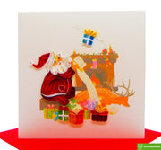 Santa Claus checking the gift list, Quilling Greeting Card - Unique Dedicated Handmade/Heartmade Art. Design Greeting Card for all occasion
