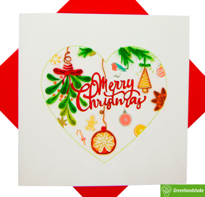 Christmas ornaments, Quilling Greeting Card - Unique Dedicated Handmade/Heartmade Art. Design Greeting Card for all occasion