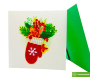 Christmas gift decoration glove, Quilling Greeting Card - Unique Dedicated Handmade/Heartmade Art. Design Greeting Card for all occasion