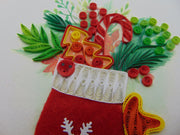 Christmas gift decoration glove, Quilling Greeting Card - Unique Dedicated Handmade/Heartmade Art. Design Greeting Card for all occasion