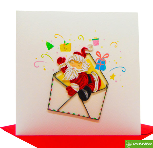 Santa Mail, Quilling Greeting Card - Unique Dedicated Handmade/Heartmade Art. Design Greeting Card for all occasion