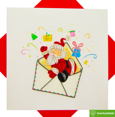 Santa Mail, Quilling Greeting Card - Unique Dedicated Handmade/Heartmade Art. Design Greeting Card for all occasion