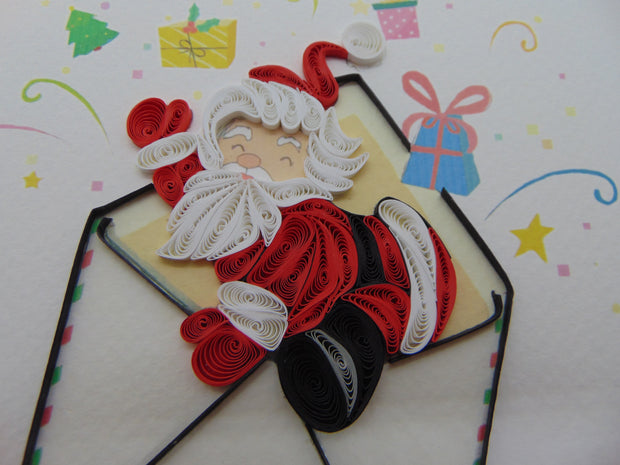 Santa Mail, Quilling Greeting Card - Unique Dedicated Handmade/Heartmade Art. Design Greeting Card for all occasion