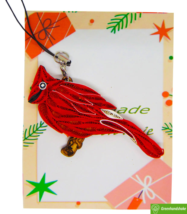 Cardinal, Quilling Ornament, Home Decorations Holiday Decor, Handmade Ornament for Animal Lovers, Handbag Backpack Bag Purse Mobile