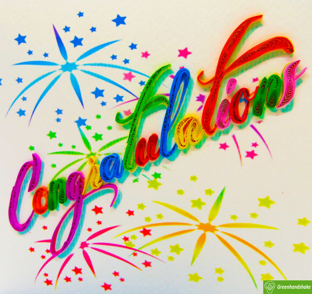 Congratulations! Quilling Greeting Card - Unique Dedicated Handmade Art. Design Greeting Card for all occasion by GREENHANDSHAKE