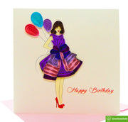 Birthday Girl Quilling Greeting Card - Unique Dedicated Handmade Art. Design Greeting Card for all occasion by GREENHANDSHAKE