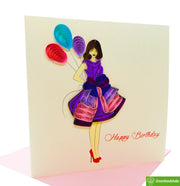 Birthday Girl Quilling Greeting Card - Unique Dedicated Handmade Art. Design Greeting Card for all occasion by GREENHANDSHAKE