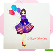 Birthday Girl Quilling Greeting Card - Unique Dedicated Handmade Art. Design Greeting Card for all occasion by GREENHANDSHAKE