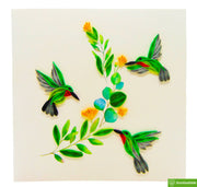 Hummingbirds, Quilling Greeting Card - Unique Dedicated Handmade/Heartmade Art. Design Greeting Card for all occasion by GREENHANDSHAKE