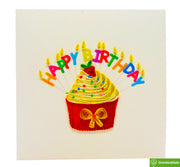 Colorful Happy Birthday Cupcakes Quilling Card-Unique Dedicated Handmade Art.Design Greeting Card for all occasion by GREENHANDSHAKE