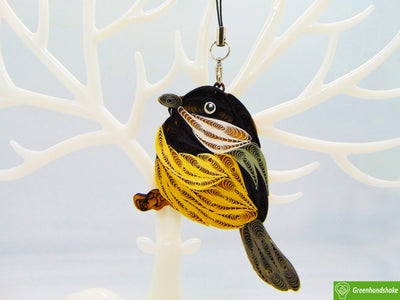 Black-Capped Chickadee, Quilling Ornament, Home Decorations Holiday Decor, Handmade Ornament for Animal Lovers, Handbag Backpack Bag Purse Mobile