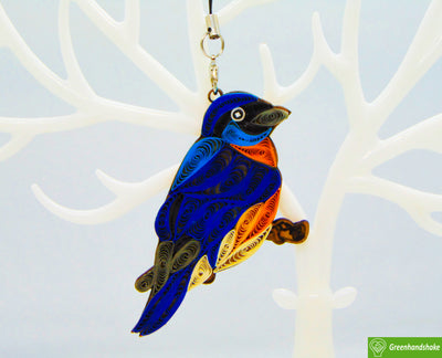 Eastern Bluebird, Quilling Ornament, Home Decorations Holiday Decor, Handmade Ornament for Animal Lovers, Handbag Backpack Bag Purse Mobile
