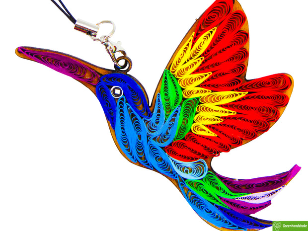 Artistic Hummingbird, Quilling Ornament, Home Decorations Holiday Decor, Handmade Ornament for Animal Lovers, Handbag Backpack Bag Purse Mobile