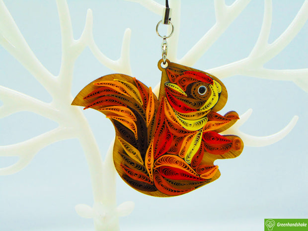 Squirrel, Quilling Ornament, Home Decorations Holiday Decor, Handmade Ornament for Animal Lovers, Handbag Backpack Bag Purse Mobile