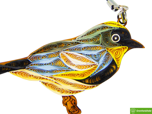 Yellow-Rumped Warbler,Quilling Ornament, Home Decorations Holiday Decor, Handmade Ornament for Animal Lovers, Handbag Backpack Bag Purse Mobile