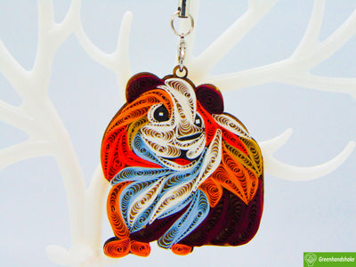 Guinea Pig, Quilling Ornament, Home Decorations Holiday Decor, Handmade Ornament for Animal Lovers, Handbag Backpack Bag Purse Mobile