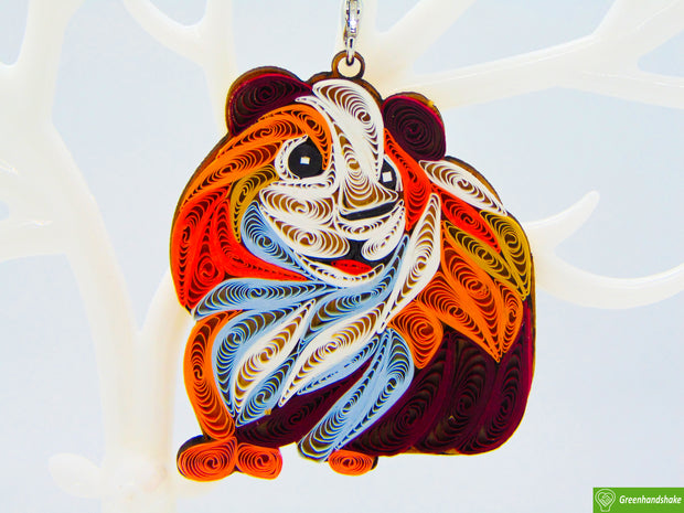 Guinea Pig, Quilling Ornament, Home Decorations Holiday Decor, Handmade Ornament for Animal Lovers, Handbag Backpack Bag Purse Mobile