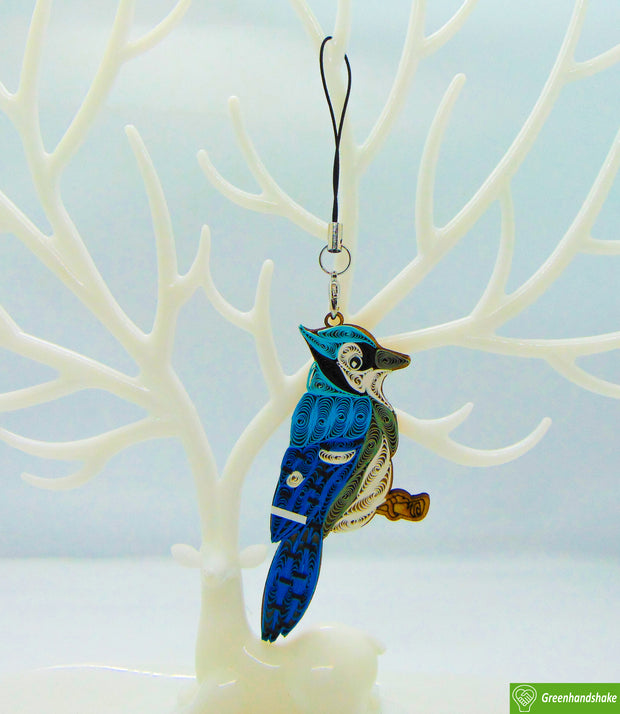 Blue Jay, Quilling Ornament, Home Decorations Holiday Decor, Handmade Ornament for Animal Lovers, Handbag Backpack Bag Purse Mobile