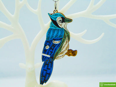 Blue Jay, Quilling Ornament, Home Decorations Holiday Decor, Handmade Ornament for Animal Lovers, Handbag Backpack Bag Purse Mobile