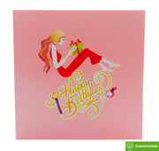 Birthday Girl, Pop Up Card, 3D Popup Greeting Cards - Unique Dedicated Handmade/Heartmade Art. Design Greeting Card for all occasion