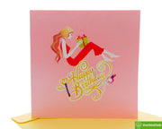 Birthday Girl, Pop Up Card, 3D Popup Greeting Cards - Unique Dedicated Handmade/Heartmade Art. Design Greeting Card for all occasion