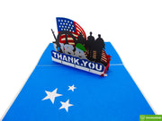 Thank you for your service, Pop Up Card, 3D Popup Greeting Cards - Unique Dedicated Handmade/Heartmade Art. Design Greeting Card for all occasion