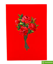 Red Rose Vase, Pop Up Card, 3D Popup Greeting Cards - Unique Dedicated Handmade/Heartmade Art. Design Greeting Card for all occasion