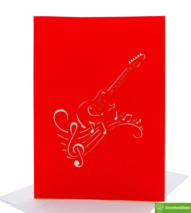 Guitar, Pop Up Card, 3D Popup Greeting Cards - Unique Dedicated Handmade/Heartmade Art. Design Greeting Card for all occasion