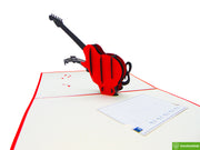 Guitar, Pop Up Card, 3D Popup Greeting Cards - Unique Dedicated Handmade/Heartmade Art. Design Greeting Card for all occasion