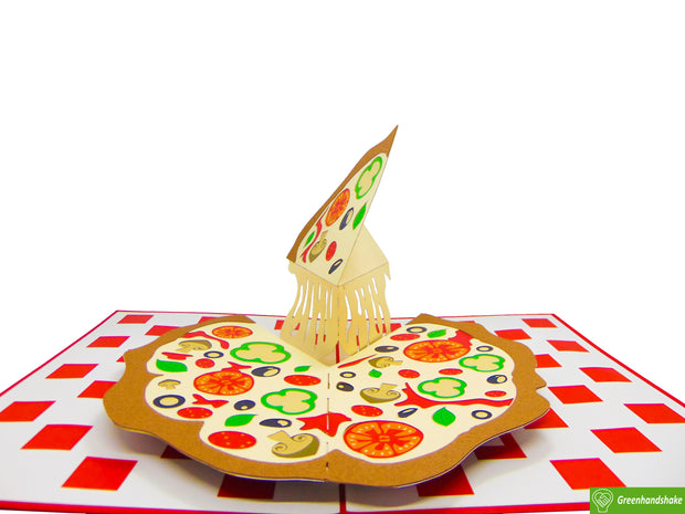 Pizza, Pop Up Card, 3D Popup Greeting Cards - Unique Dedicated Handmade/Heartmade Art. Design Greeting Card for all occasion