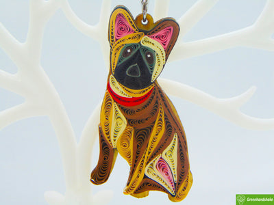 French Bulldog, Quilling Ornament, Home Decorations Holiday Decor, Handmade Ornament for Animal Lovers, Handbag Backpack Bag Purse Mobile