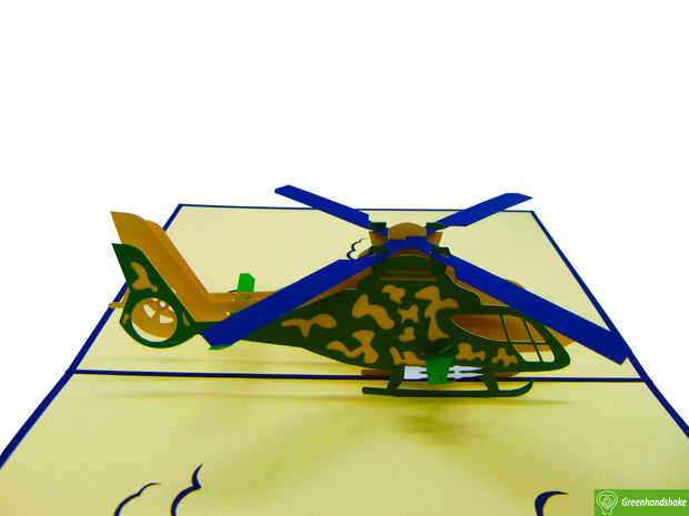 US Army Helicopter, Pop Up Card, 3D Popup Greeting Cards - Unique Dedicated Handmade/Heartmade Art. Design Greeting Card for all occasion