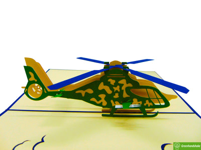 US Army Helicopter, Pop Up Card, 3D Popup Greeting Cards - Unique Dedicated Handmade/Heartmade Art. Design Greeting Card for all occasion