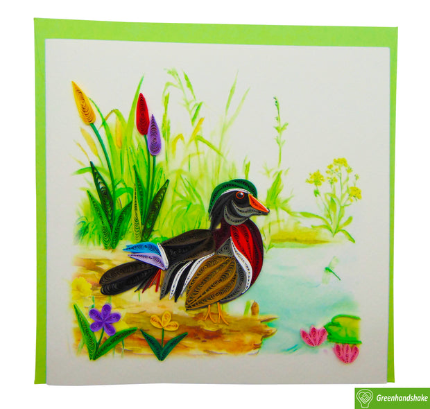 Wood Duck Quilling Card; Perfect Gift For Any Occasion; To Say Happy Valentines Day Card, Anniversary by GREENHANDSHAKE