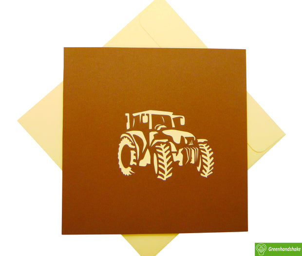 Vintage Tractor, Pop Up Card, 3D Popup Greeting Cards - Unique Dedicated Handmade/Heartmade Art. Design Greeting Card for all occasion