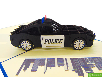 Police Car, Pop Up Card, 3D Popup Greeting Cards - Unique Dedicated Handmade/Heartmade Art. Design Greeting Card for all occasion