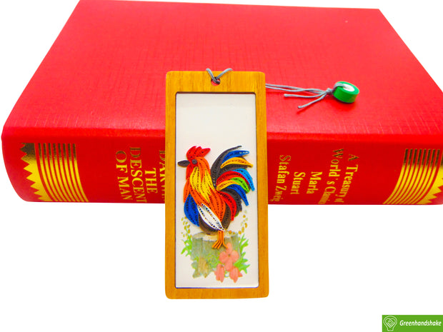 Rooster, Quilling Bookmark Gift for Friends Family Women Book Lovers Readers Teens Girls, Mothers Day Christmas Valentine, Gift for Men and Women