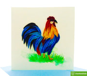 Rooster, Quilling Greeting Card - Unique Dedicated Handmade Art. Design Greeting Card for all occasion by GREENHANDSHAKE