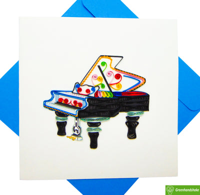 Grand Piano, Quilling Greeting Card - Unique Dedicated Handmade Art. Design Greeting Card for all occasion by GREENHANDSHAKE