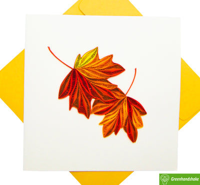 Autumn Maple Leaf Quilling Greeting Card - Unique Dedicated Handmade/Heartmade Art. Design Greeting Card for all occasion by GREENHANDSHAKE