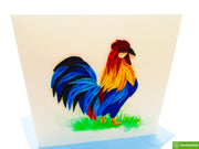 Rooster, Quilling Greeting Card - Unique Dedicated Handmade Art. Design Greeting Card for all occasion by GREENHANDSHAKE
