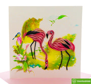 Flamingo, Quilling Greeting Card - Unique Dedicated Handmade Art. Design Greeting Card for all occasion by GREENHANDSHAKE