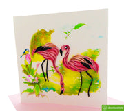 Flamingo, Quilling Greeting Card - Unique Dedicated Handmade Art. Design Greeting Card for all occasion by GREENHANDSHAKE