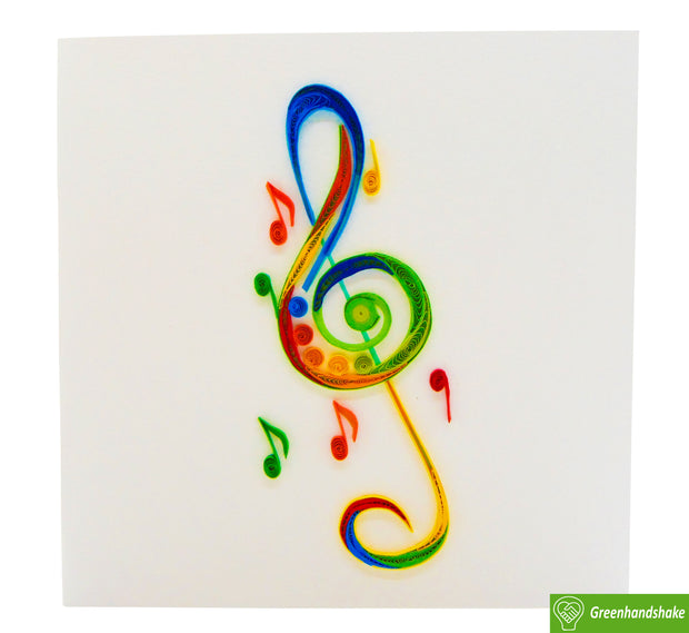 Treble clef notes, Quilling Greeting Card - Unique Dedicated Handmade Art. Design Greeting Card for all occasion by GREENHANDSHAKE